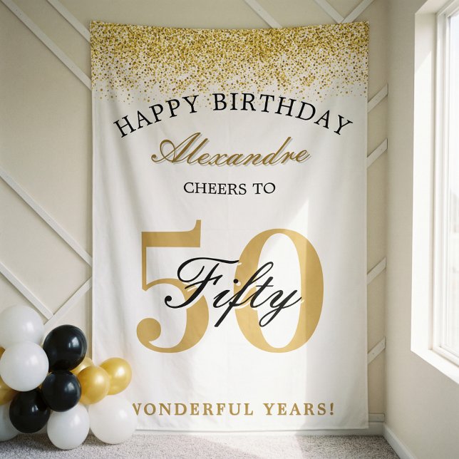 Lona Happy Birthday Cheers To 50 Years Celebration (Happy Birthday Cheers To 50 Years Celebration Banner)