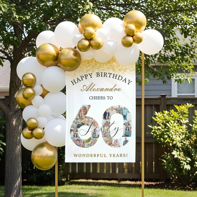 Lona Happy Birthday Cheers To 60 Years Photo Collage (Happy Birthday Cheers To 60 Years Photo Collage Banner)