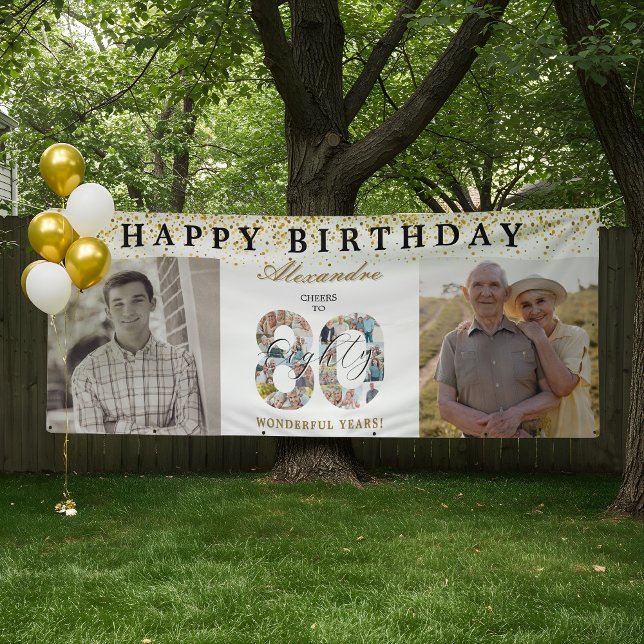 Lona Happy Birthday Cheers To 80 Years Photo Then & Now (Happy Birthday Cheers To 80 Years Photo Then & Now Banner)