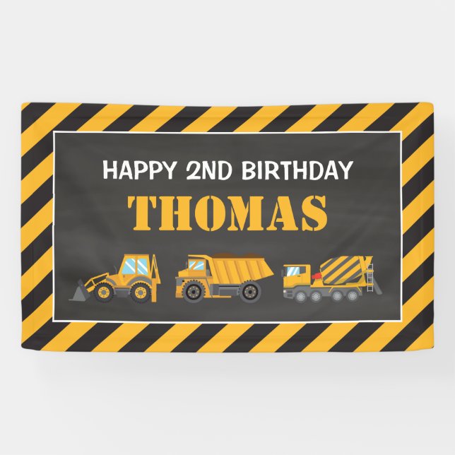 Lona Happy Birthday Construction backdrop (Horizontal)