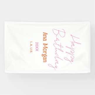 LONA HAPPY BIRTHDAY PINK ORANGE NAME SIMPLE YEAR PLACE 