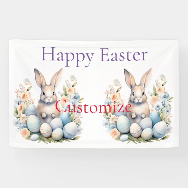Lona Happy Easter Bunny Basket Thunder_Cove (Horizontal)