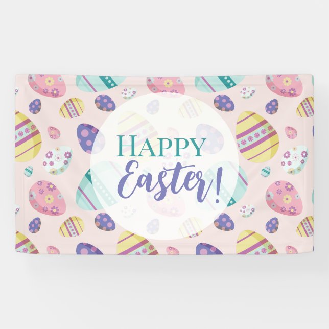 Lona Happy Easter Egt Hunt Pattern Colorful pastel (Horizontal)