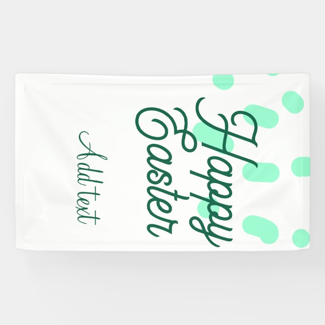 Lona Happy Easter green eggs pastel name date simple  (Horizontal)