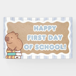 Lona Happy First Day of School Banner Pre=K Capybara