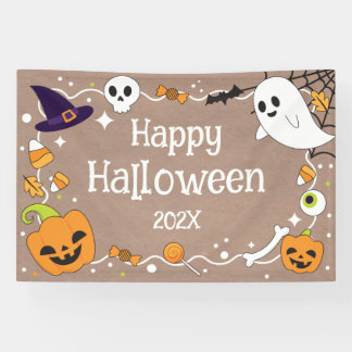 Lona Happy Halloween craft party banner