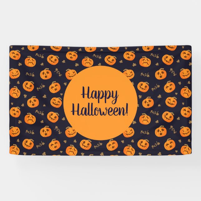 Lona Happy Halloween Funny Cumpkins Pattern (Horizontal)