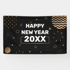 Lona HAPPY NEW YEAR banner black & gold
