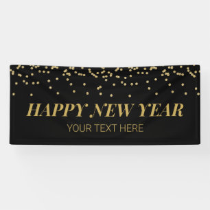 Lona Happy New Year banner gold and black