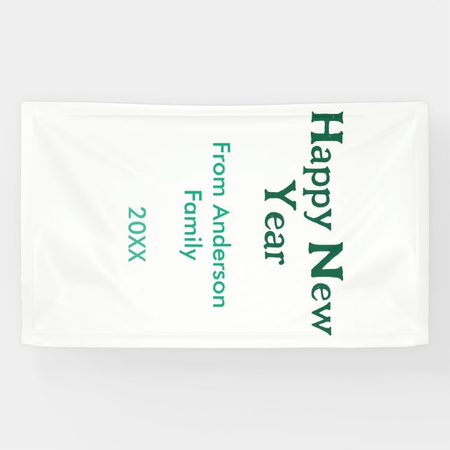 Lona Happy new year green add family name year simple  (Horizontal)