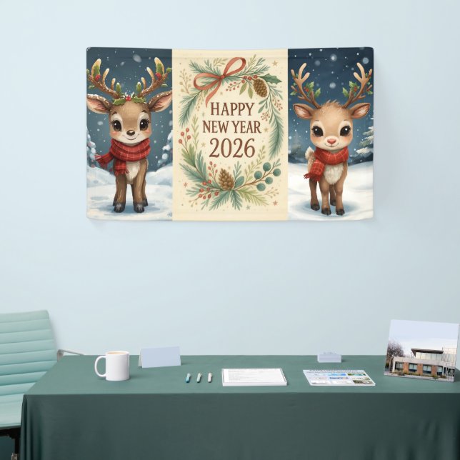 Lona happy new year rustic party banner (Feria)