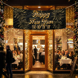 Lona Happy New Year Simple Black And Gold Party 