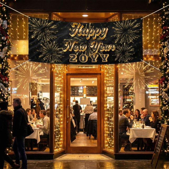 Lona Happy New Year Simple Black And Gold Party  (Subido por el creador)