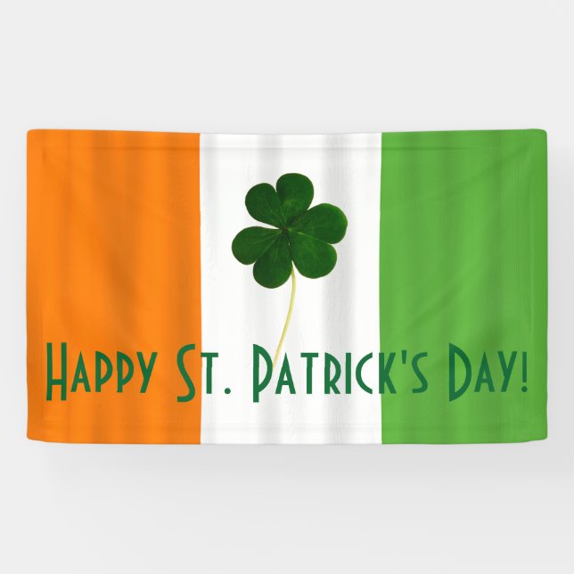 Lona Happy St. Patrick Irish Colors Shamrock Banner (Horizontal)