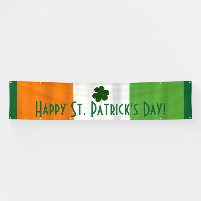 Lona Happy St. Patrick Irish Colors Shamrock Banner (Horizontal)