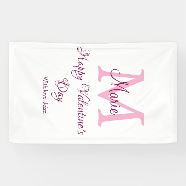 Lona Happy valentine's day monogram pink name love girl (Horizontal)