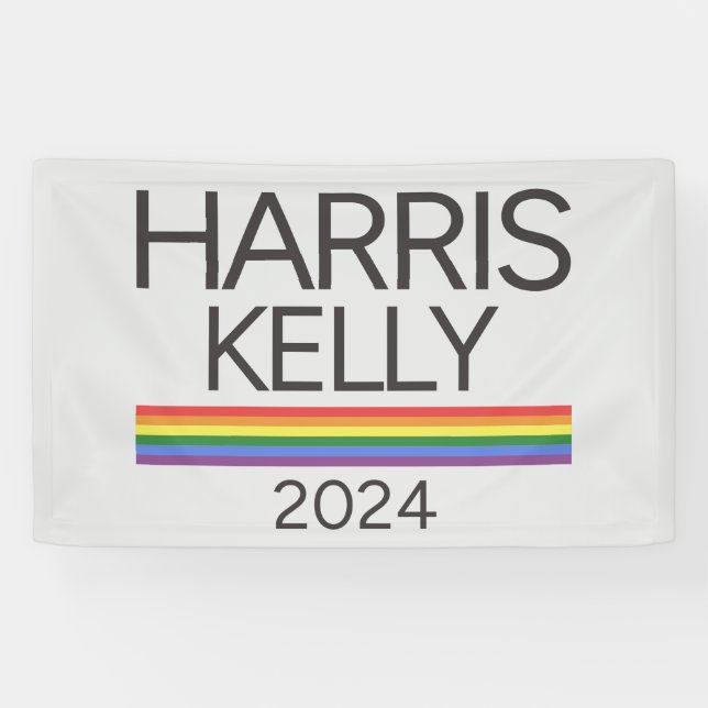 Lona Harris Kelly 2024 Bandera del Orgullo Iris LGBTQ (Horizontal)