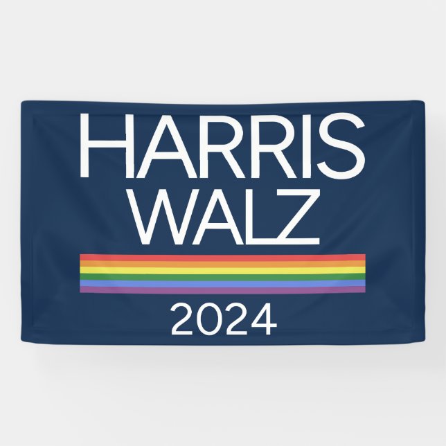 Lona Harris Walz 2024 bandera del orgullo LGBTQ (Horizontal)