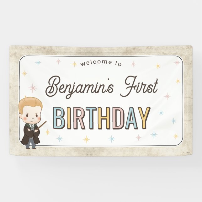 Lona Harry Potter Chibi Draco Malfoy Mago Cumpleaños (Horizontal)