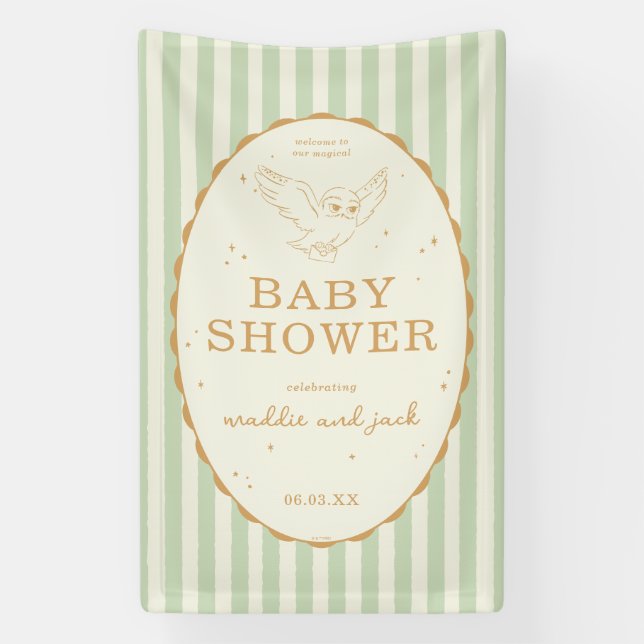 Lona Harry Potter Hedwig Green Stripe Baby Shower (Vertical)