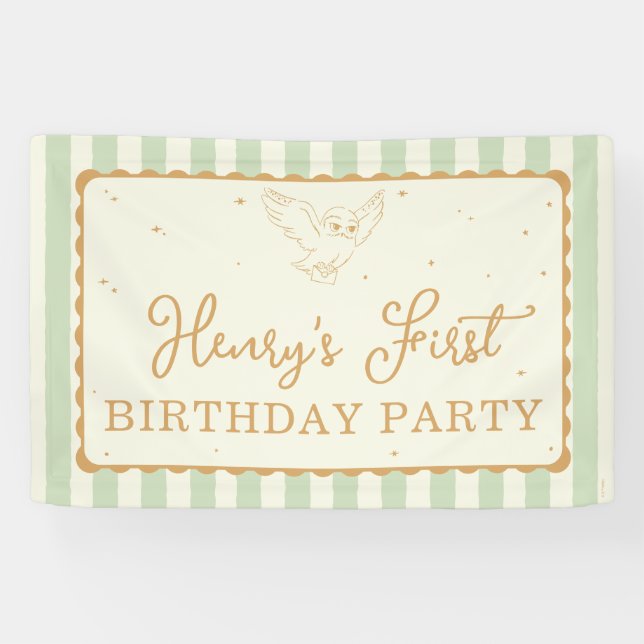 Lona Harry Potter Hedwig Green Stripe Birthday (Horizontal)