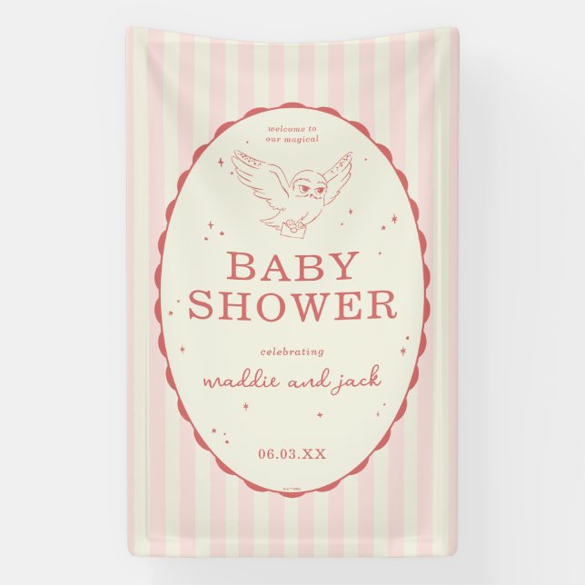 Lona Harry Potter Hedwig Pink Stripe Baby Shower (Vertical)