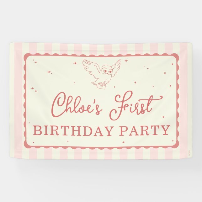 Lona Harry Potter Hedwig Pink Stripe Birthday (Horizontal)