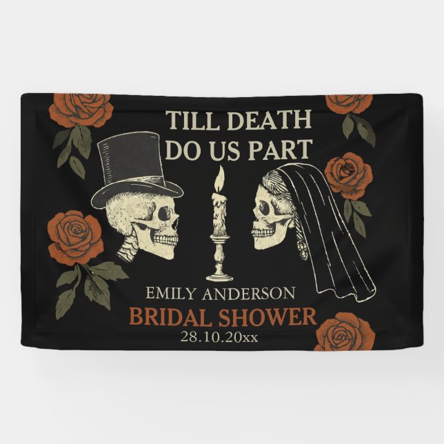 Lona Hasta la muerte nos separan de Halloween ducha de  (Horizontal)