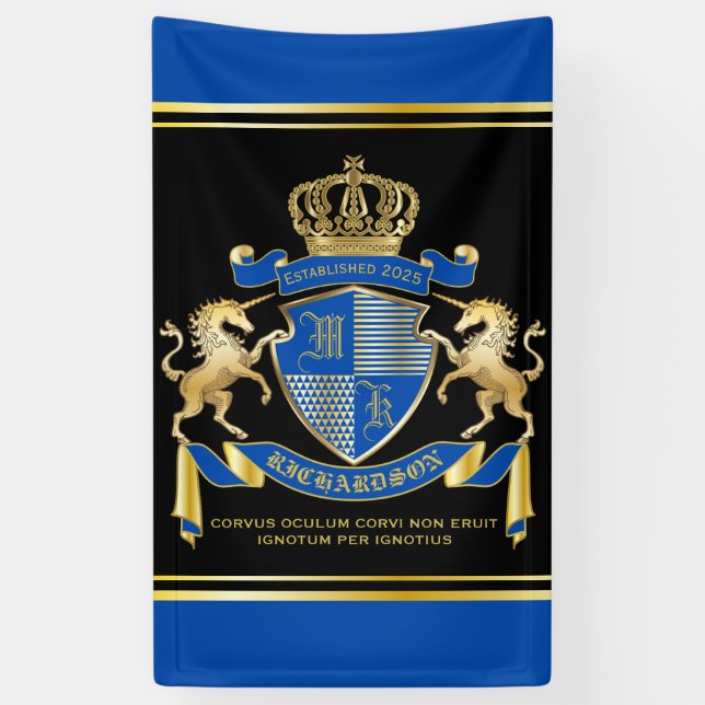 Lona Haz tu propio emblema azul del escudo de armas de  (Vertical)