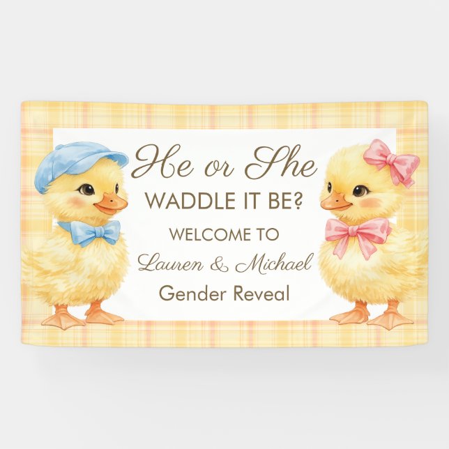Lona He or She WADDLE IT BE? Gender Reveal banner (Horizontal)