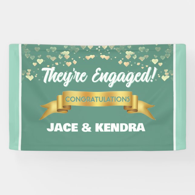 Lona Heartfelt Custom Engagement Party Banner (Horizontal)