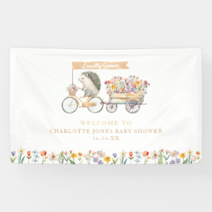 Lona Hedgehog Baby Shower Bienvenida Banner Floral Gard