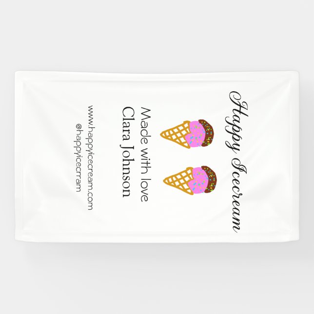 Lona Helado Feliz agregar nombre sitio web redes social (Horizontal)