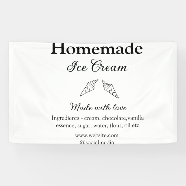 Lona Helados caseros añaden ingredientes hechos con amo (Horizontal)