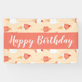 Lona Helados De Crema De Hielo Con Peach De Cumpleaños 