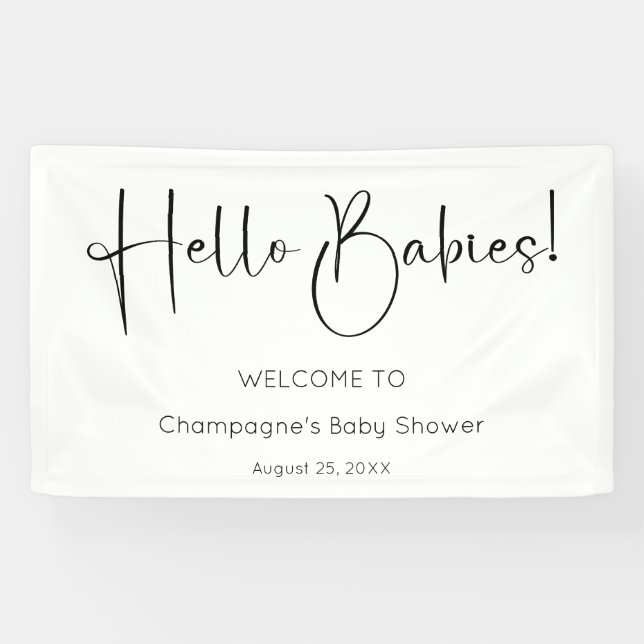 Lona Hello Babies Modern Script Baby Shower (Horizontal)