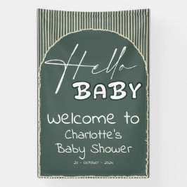 Lona Hello Baby Dark Green Stripes Baby Shower