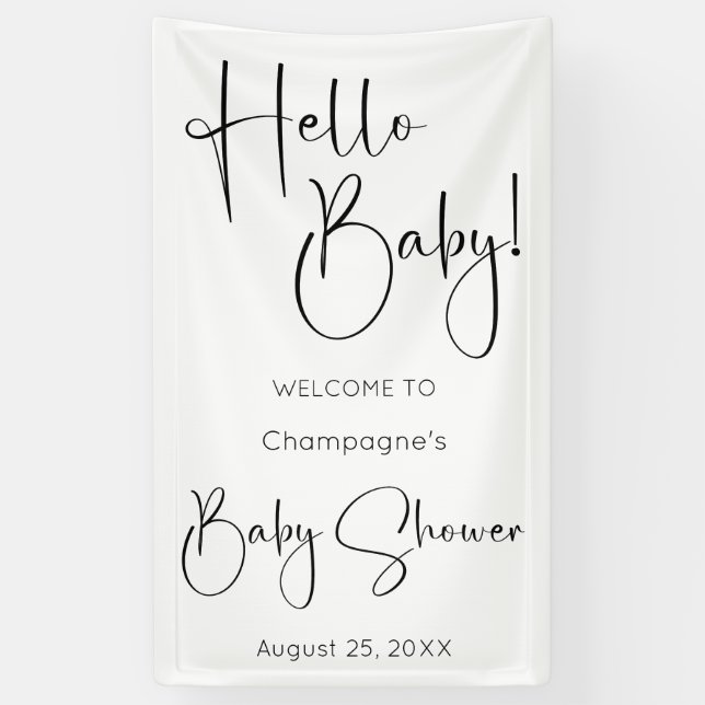 Lona Hello Baby Modern Script Baby Shower (Vertical)