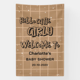 Lona Hello Cutie Girly Cute Brown Gingham Baby Shower