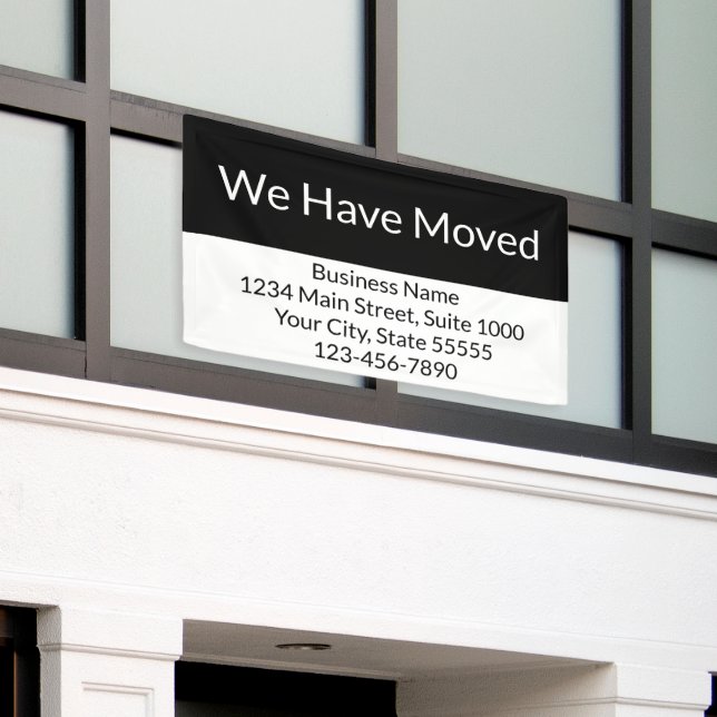 Lona Hemos trasladado la Invitación de negocios a blanc (Edificio exterior)