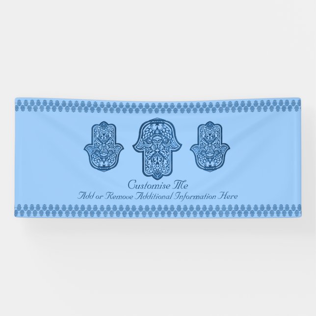 Lona Henna Hand de Hamsa (Azul) (Horizontal)