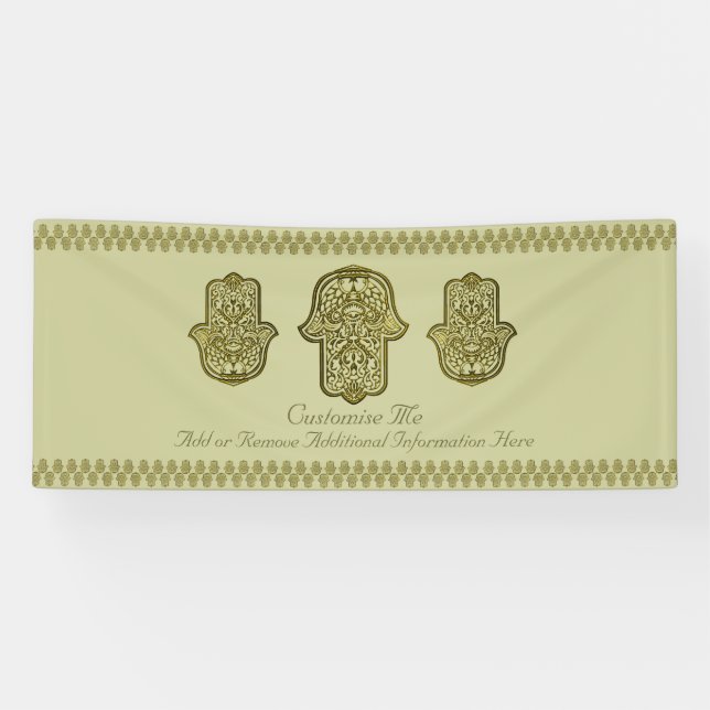 Lona Henna Hand de Hamsa (Oro) (Horizontal)