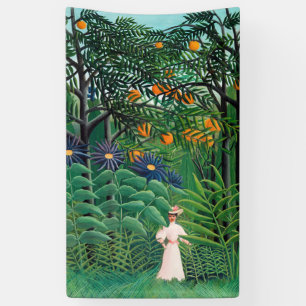 Lona Henri Rousseau - Mujer caminando en un bosque exót