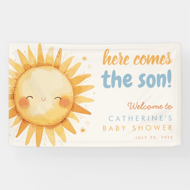 Lona Here Comes the SON Sunshine Boho Boy Baby Shower (Horizontal)