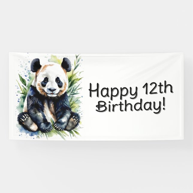 Lona Hermosa acuarela Panda Bear Personalizado (Horizontal)