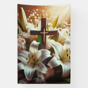 Lona Hermosa cruz de lirio de Pascua