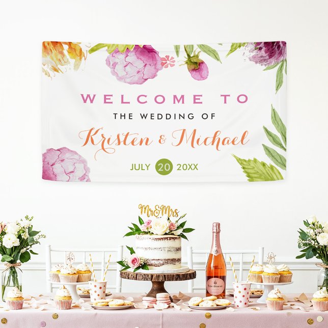 Lona Hermosa fiesta de Bodas Florales en la acuarela Pa (Subido por el creador)