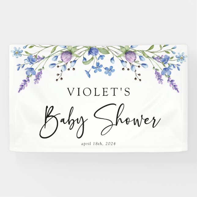 Lona Hermoso Baby Shower Blue Wildflower (Horizontal)