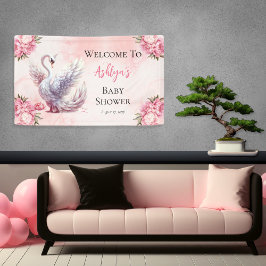Lona Hermoso Chica floral rosa de cisne Baby Shower