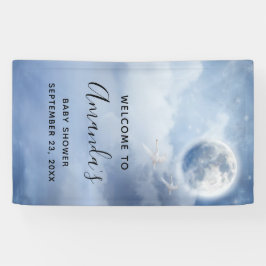 Lona Hermoso cielo azul con Baby Shower de cisnes volad